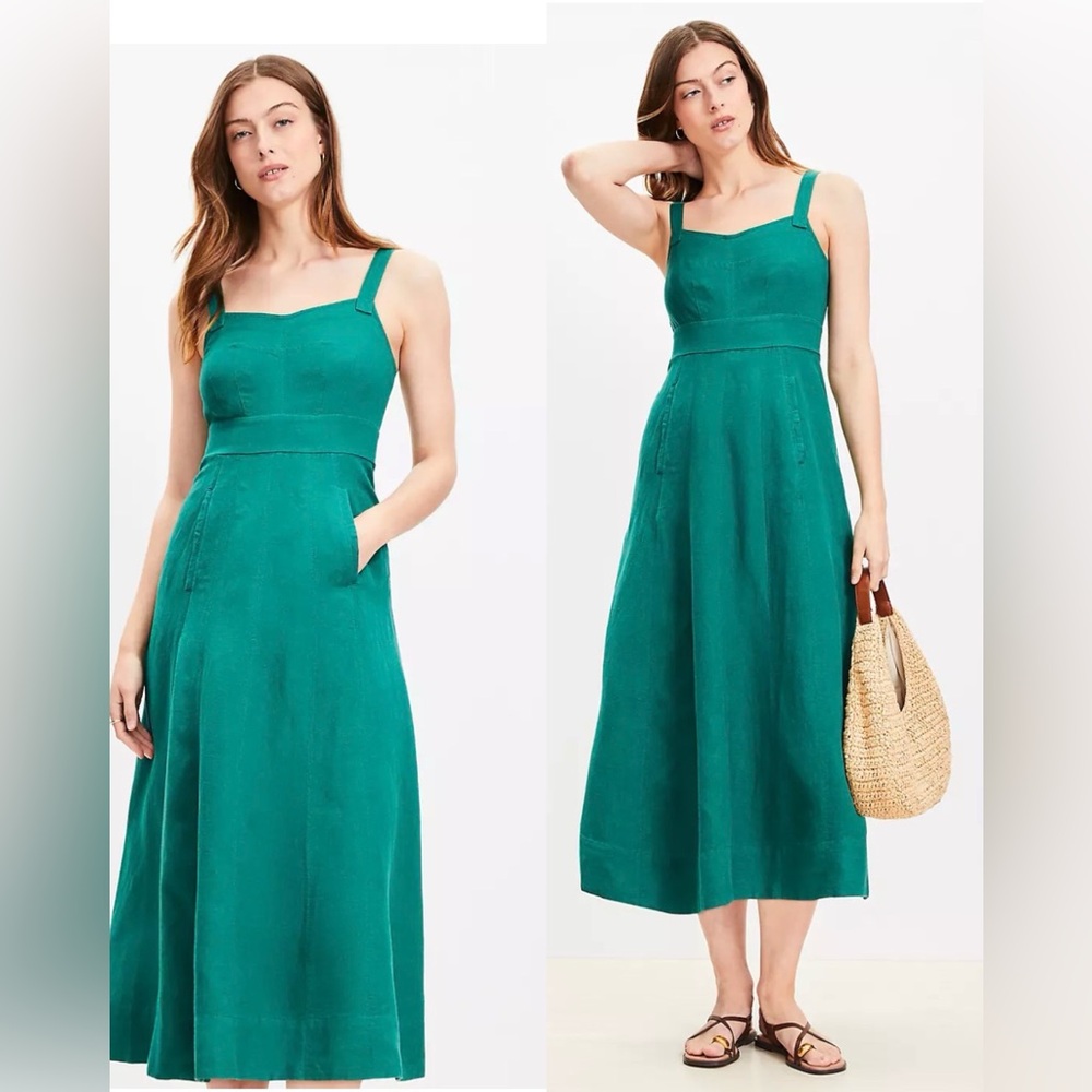 LOFT Teal Midi Sundress with Wide Straps